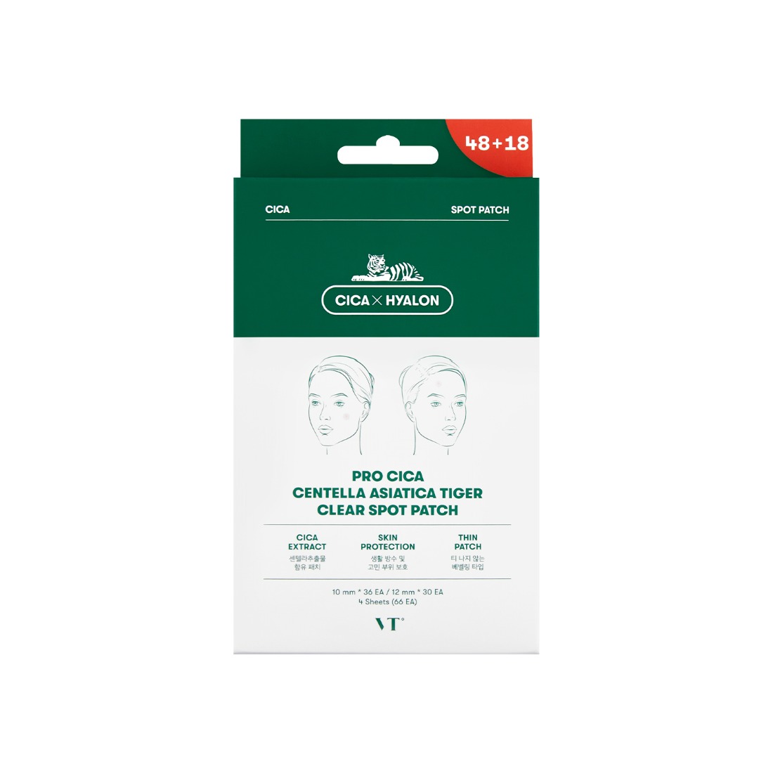 120c67efa2b487f12dcc2831017e0b1e Успокаивающие патчи от постакне VT Cosmetics Pro Cica Centella Asiatica Tiger Clear Spot Patch,66 шт. (36 шт.*10 мм, 30 шт.*12 мм) — изображение 1