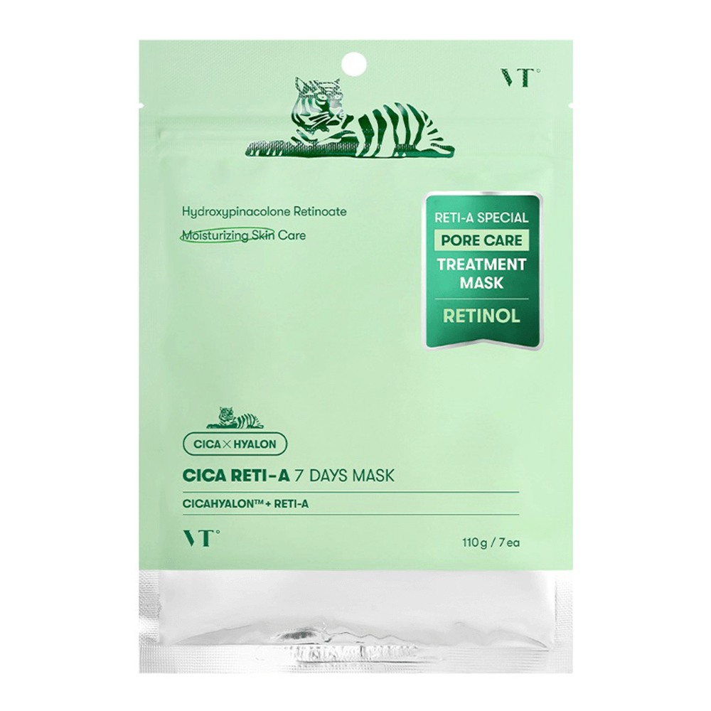 7-sht Набор масок для сужения пор с ретинолом VT Cosmetics Cica Reti-A Mask, 7 шт. (110 г) — изображение 1