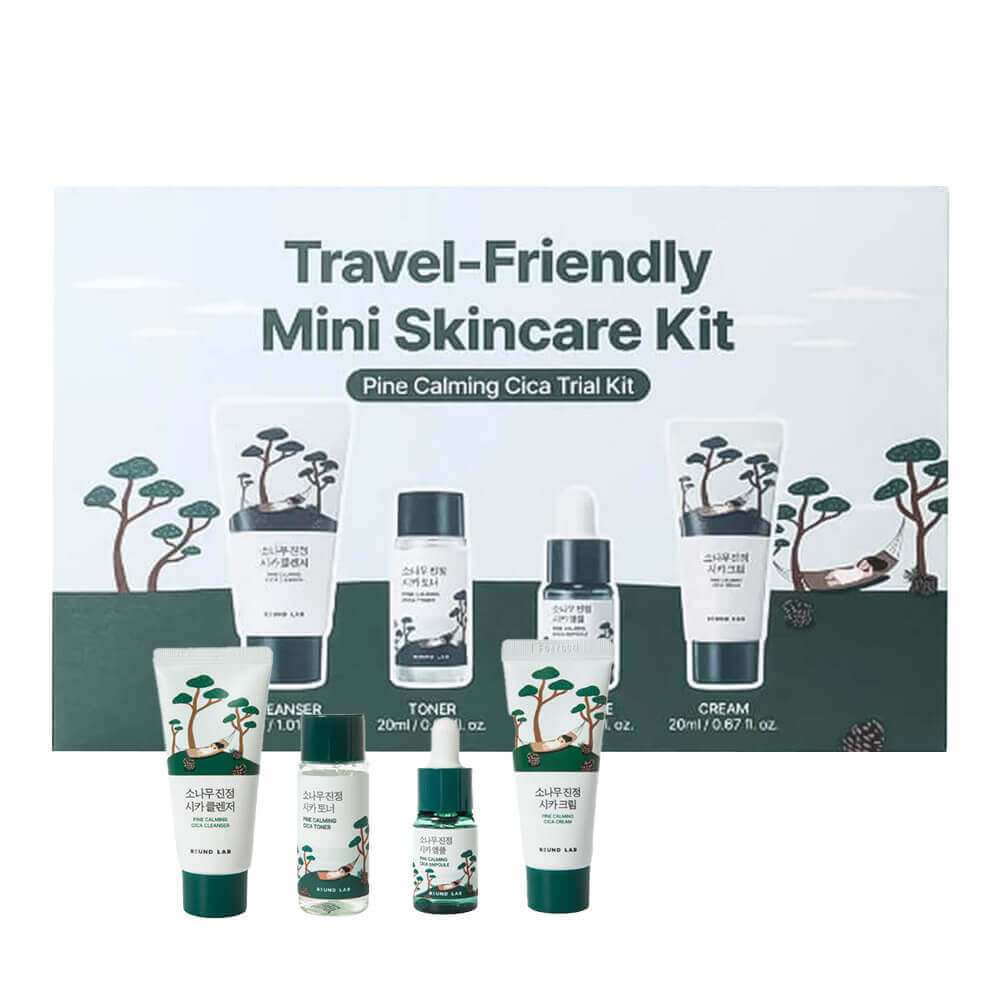 round-lab-travel_friendly-mini-skincare-kit-pine-calming_ Travel-набор средств с экстрактом сосны Round Lab Travel-Friendly Mini Skincare Kit Pine Calming — изображение 1