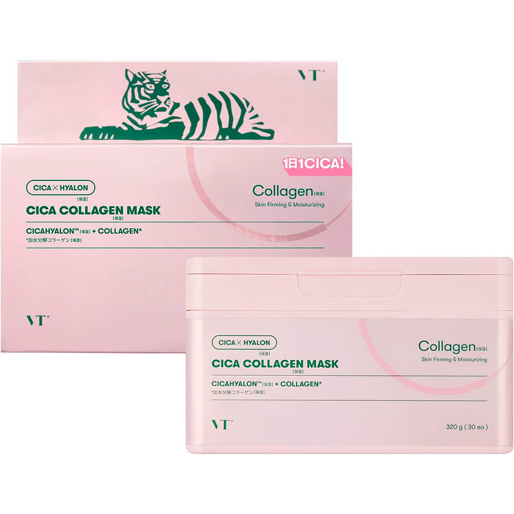vt-cosmetics-cica-collagen-mask_ Набор тканевых масок с коллагеном для эластичности кожи VT Cosmetics Cica Collagen Mask,30 шт. (350 г) — изображение 1